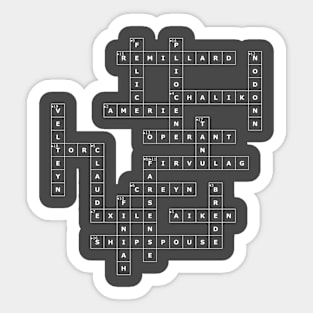 (1981TML-D) Crossword pattern with words from a famous 1981 science fiction book. [Dark Background] Sticker